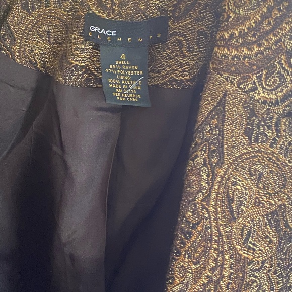 Vtg Grace Elements | brown and gold blazer 4 - Picture 5 of 8